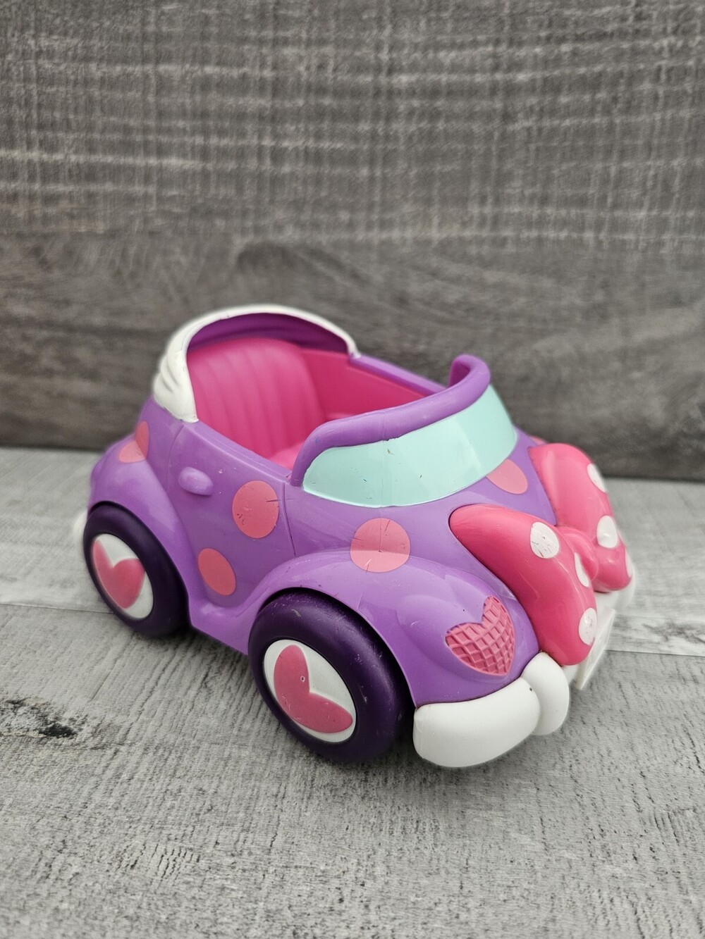 Mattel Disney Minnie Mouse Boutique Snap On Purple Pink Polka Dot Car Bow
